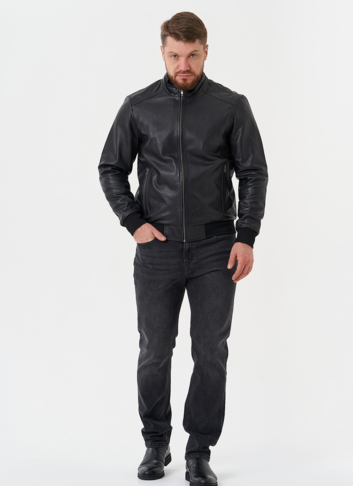 Мужская куртка "бомбер" из натуральной кожи