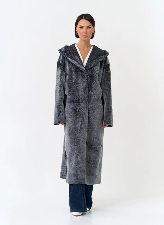 Женская двухсторонняя дубленка из натурального меха фото