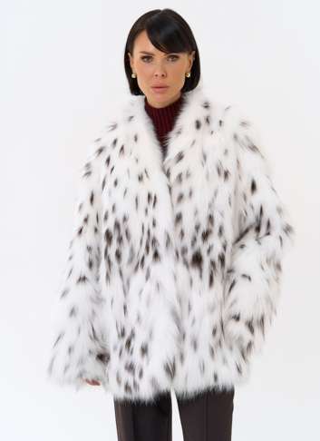 Шуба из лисы с инкрустацией под рысь
