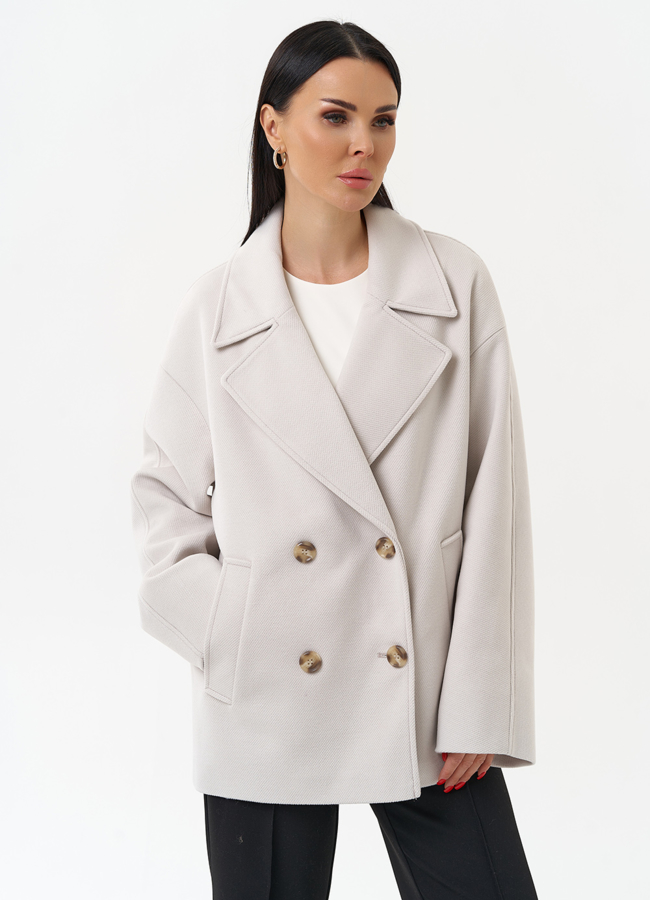 Укороченное двубортное пальто модель № 30088 в кредит