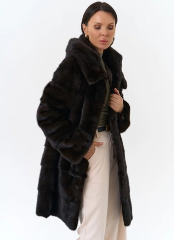 Норковая шуба с капюшоном