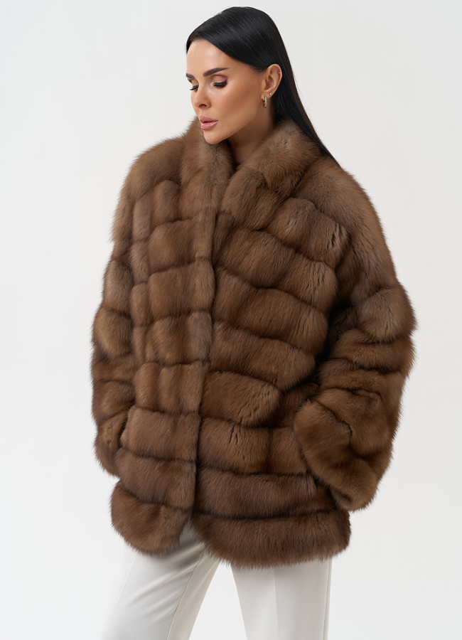 Шуба из куницы с воротником шаль модель № 30478 в рассрочку