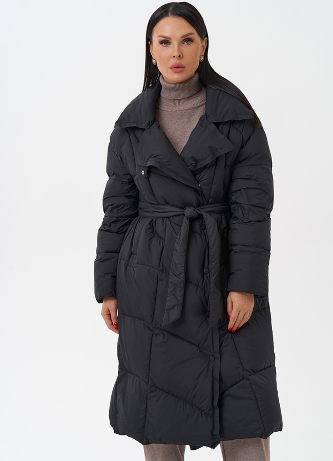 Женский пуховик с капюшоном  модель № 28962 меха малина