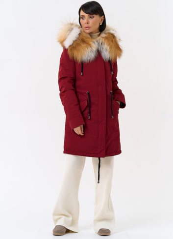 Женская парка с капюшоном из меха рыжей лисы