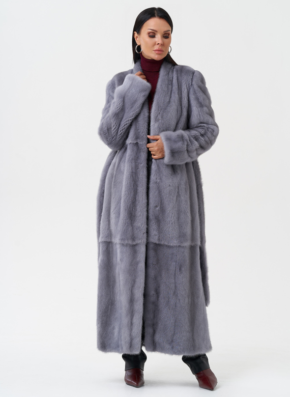 Длинная шуба из меха норки