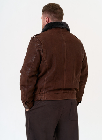 Куртка пилот из натуральной кожи с отделкой из овчины