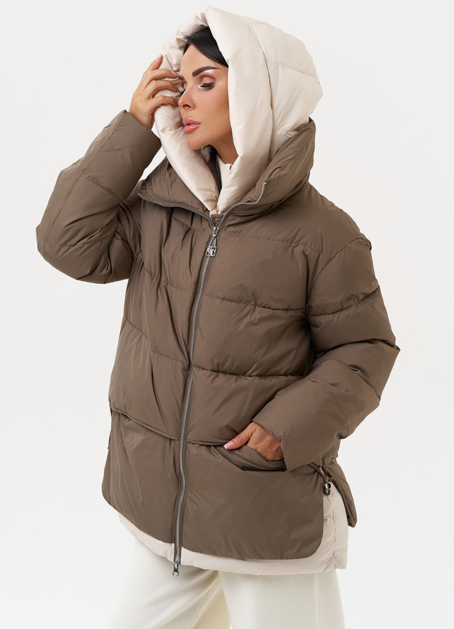 Женская зимняя куртка с капюшоном модель № 31291 универмаг малина