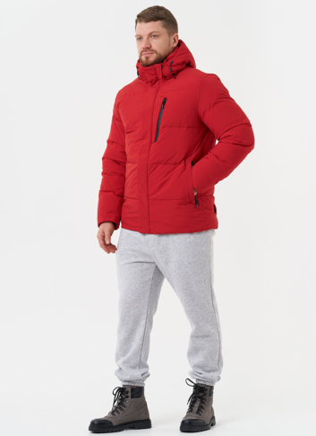 Яркий пуховик с капюшоном