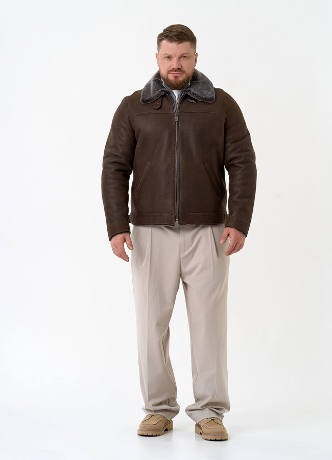 Мужская натуральная дубленка модель № 31858 в кредит