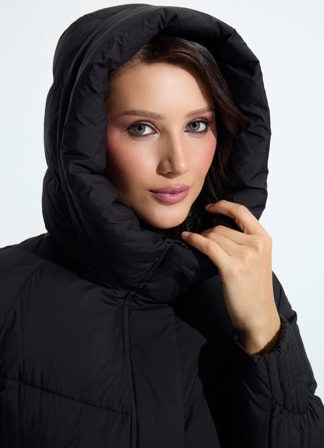 фото Женский пуховик с капюшоном модель № 33744 фото