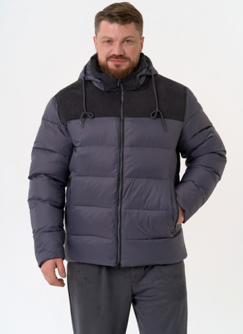 Мужской пуховик с отделкой из вельвета