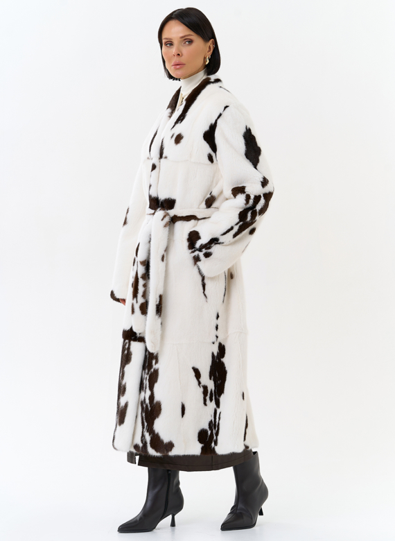 Шуба из меха норки в расцветке "ягуар"