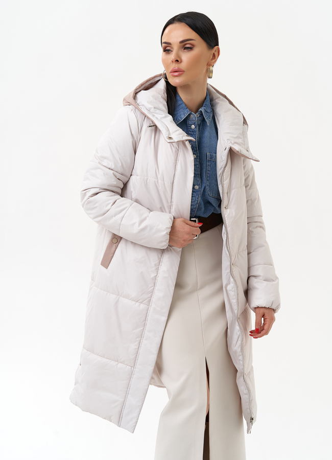 Женское утепленное полупальто с капюшоном модель № 30090 универмаг малина