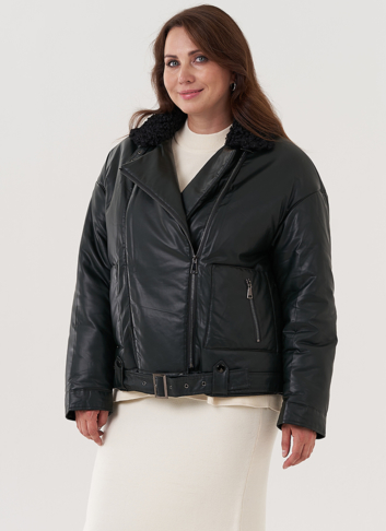 Косуха утепленная из экокожи с отделкой из экомеха