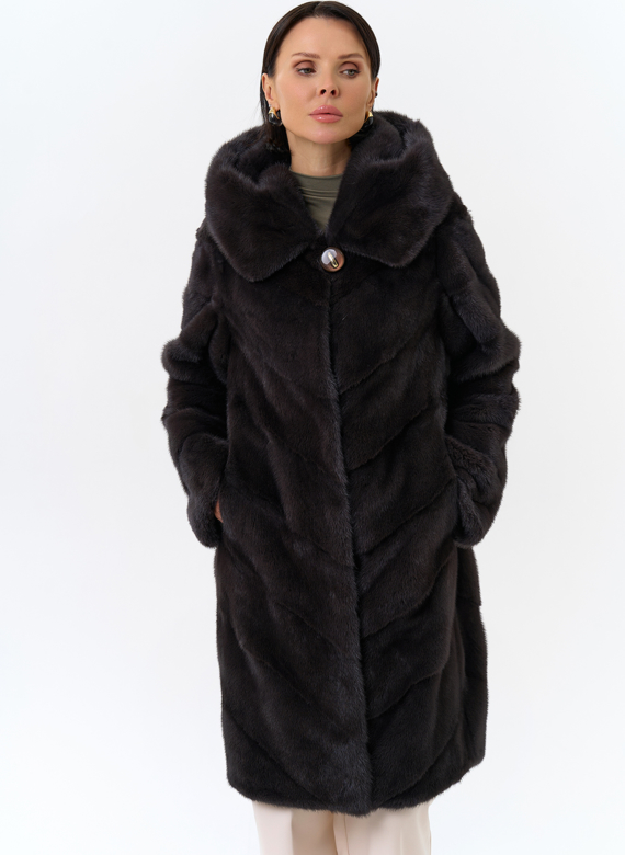Норковая шуба с капюшоном
