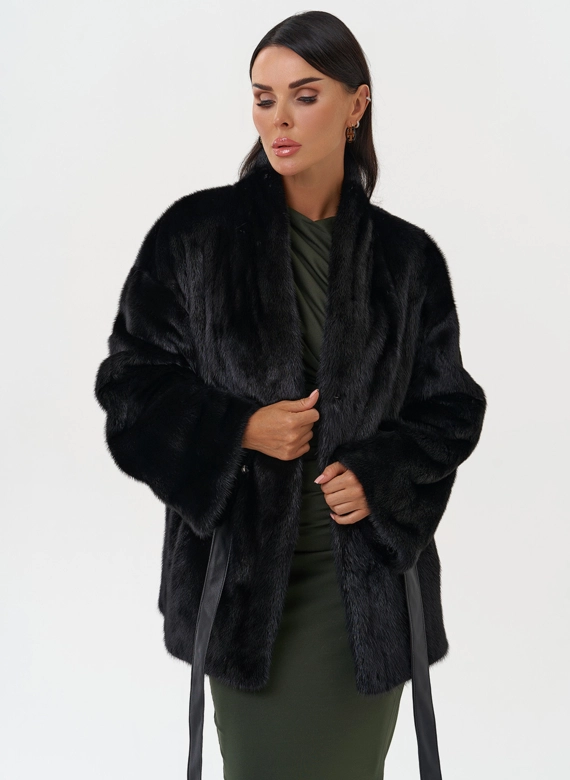 Норковый жакет черного цвета