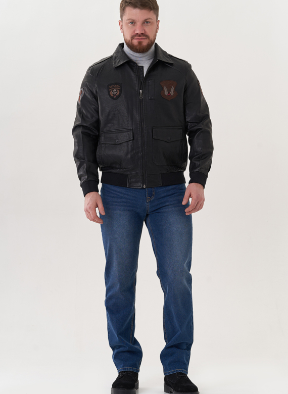 Мужская куртка из эко кожи черного цвета