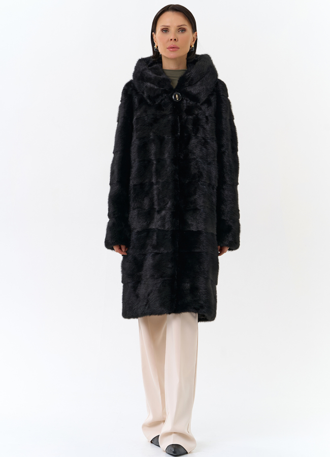 Шуба из норки модель № 24728 меха малина