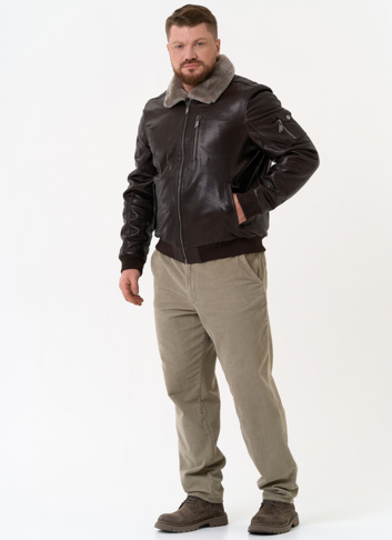 Мужская дубленка коричневого цвета