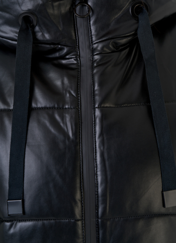 Черный пуховик Malina Siberian из искусственной кожи