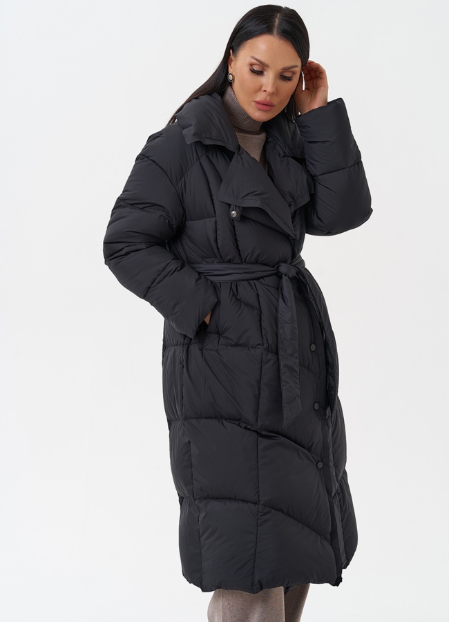 Женский пуховик с капюшоном  модель № 28962 универмаг малина