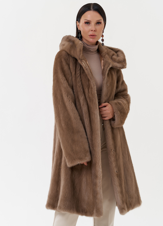 Норковая шуба балетка с капюшоном модель № 29463 универмаг малина