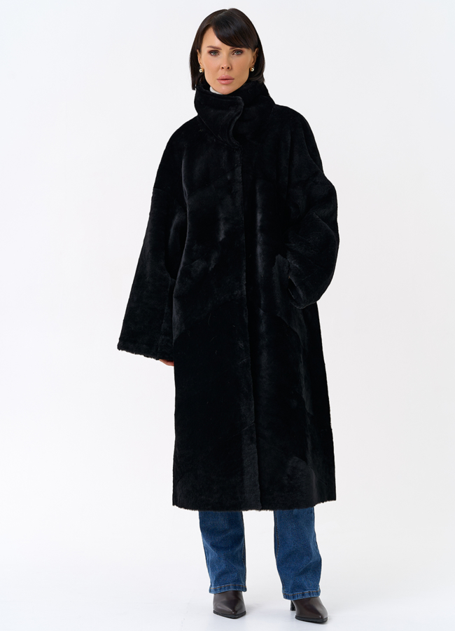Женская натуральная дубленка черного цвета модель № 31915 универмаг малина