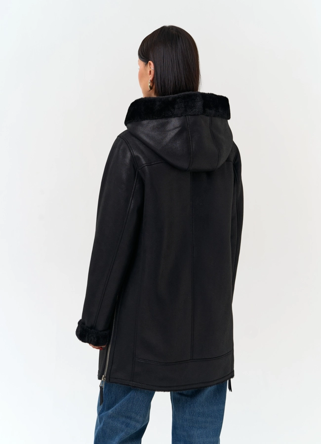 фото Женская дубленка из эко замши модель № 33890