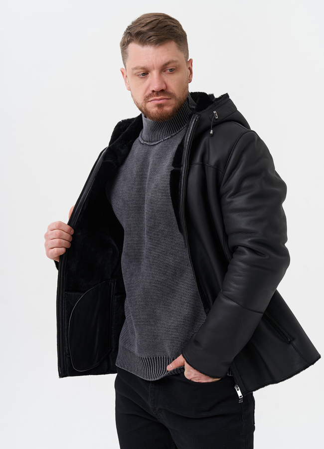 Мужская дубленка  модель № 29052 универмаг малина